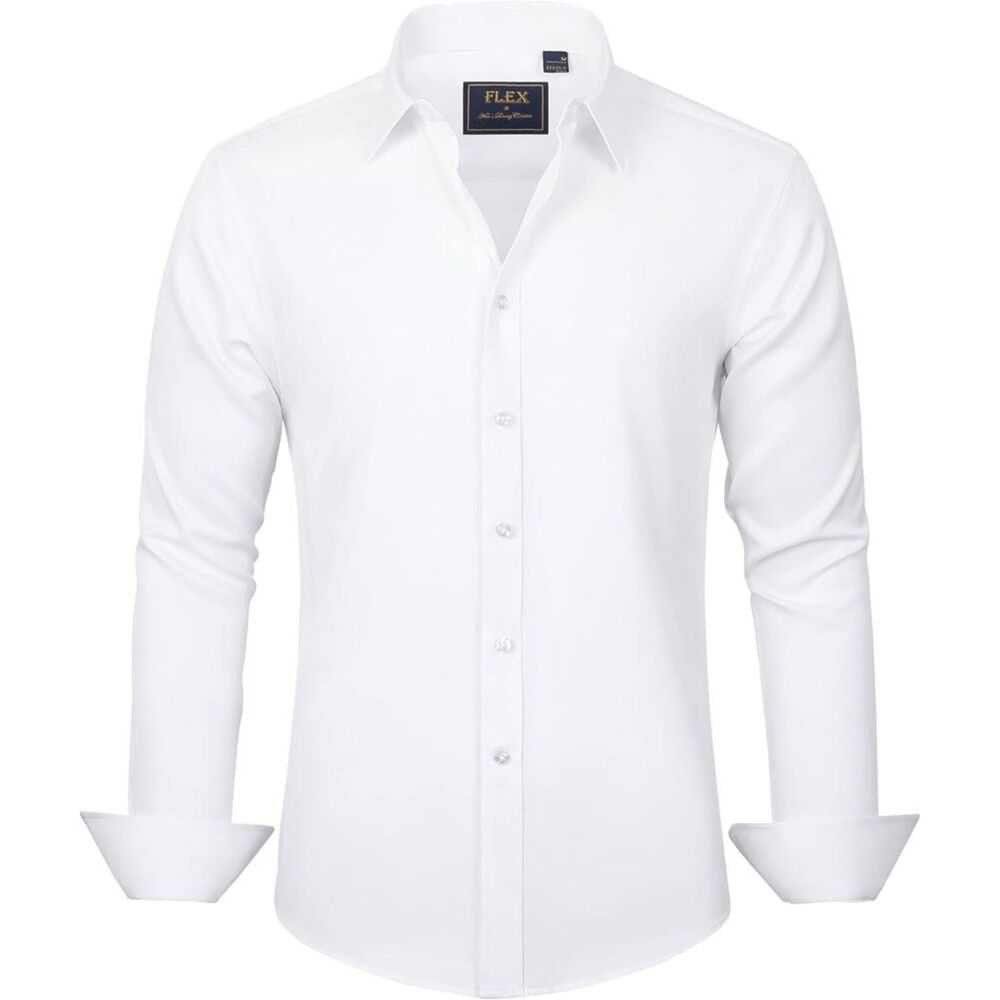 Brand New - J.Ver Men's Dress Shirts Solid Long Sleeve Stretch Formal Shirt